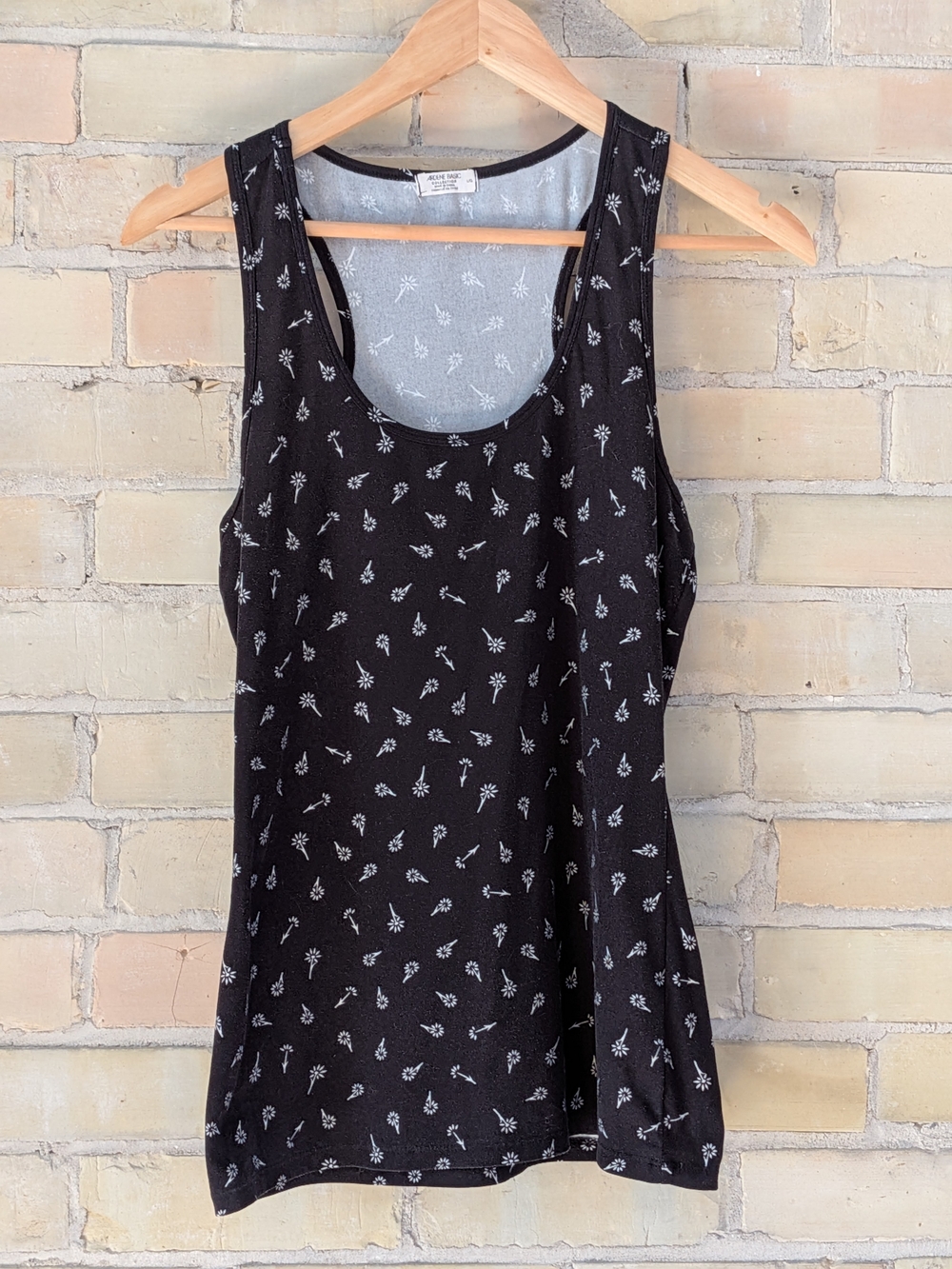 Ardene Black Floral Scoop Neck Tank Top